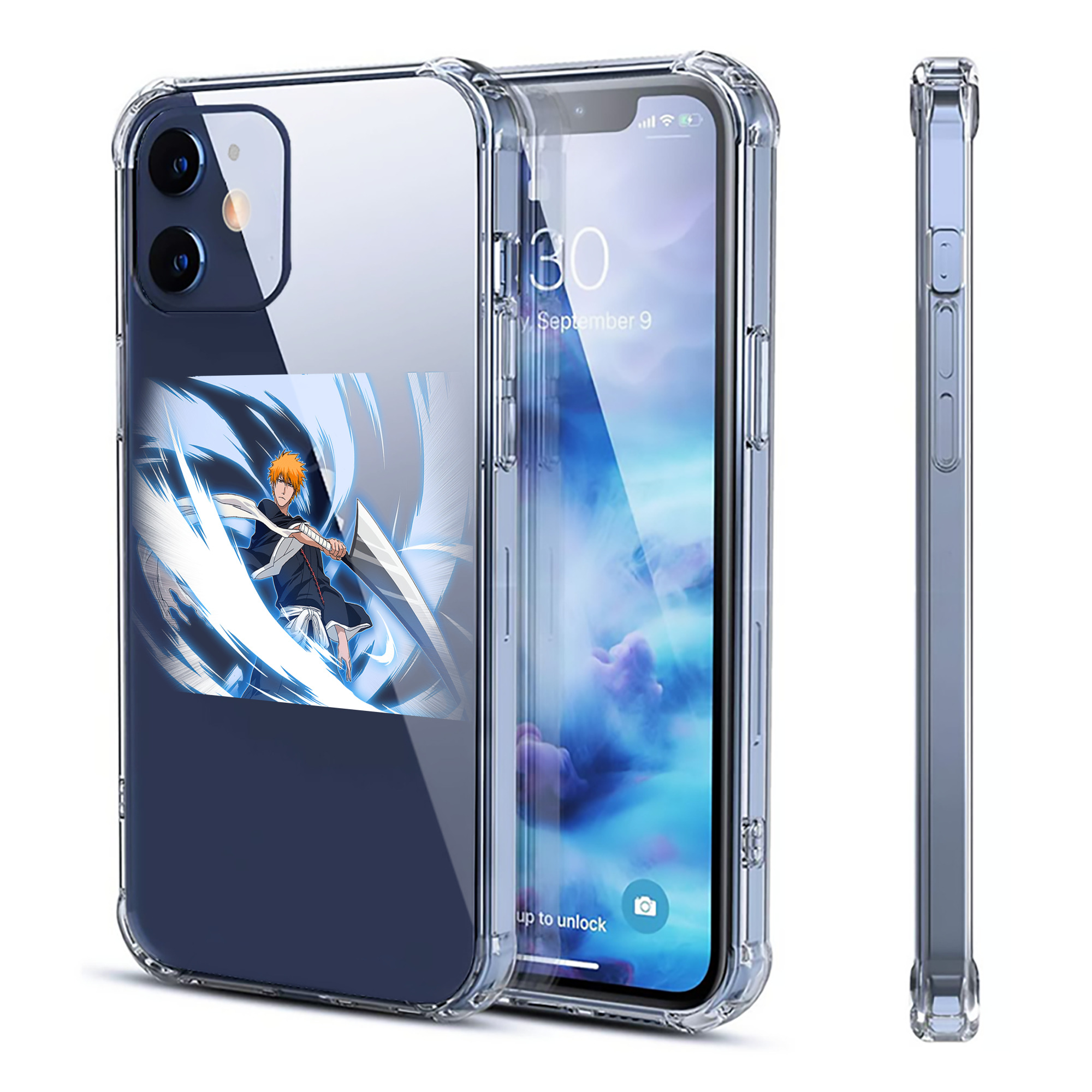（画像用） ブリーチ 黒崎一護（くろさき いちご）BLEACH Kurosaki Ichigo 【iPhone 12シリーズ対応】透明スマホケース（クリアソフトケース）